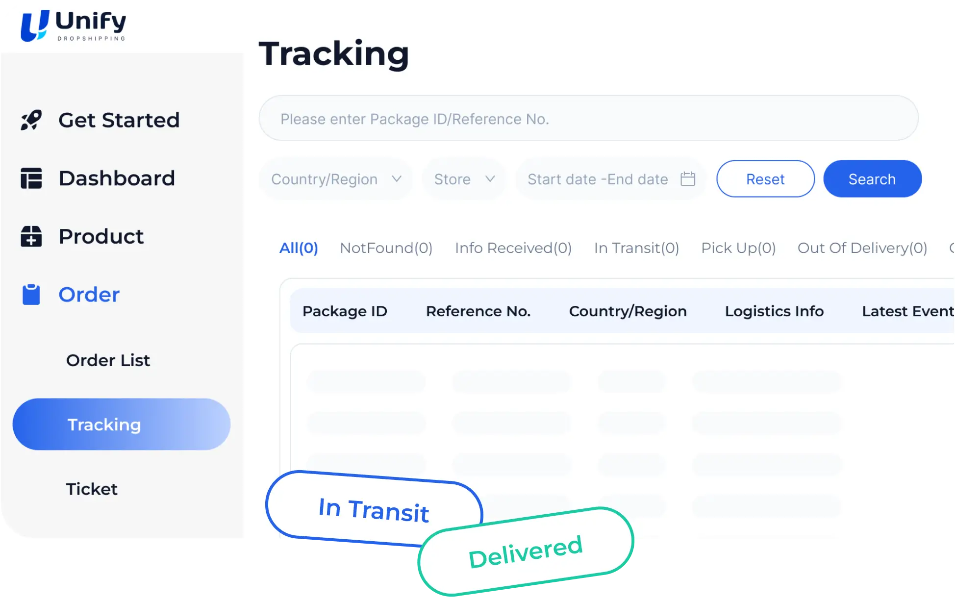 Tracking dashboard