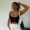 Lace Crop Top Floral Chic Bodycon Camis Cropped Backless Corset Retro Vintage Shirts Vests Transparent Hook Top - Image 4