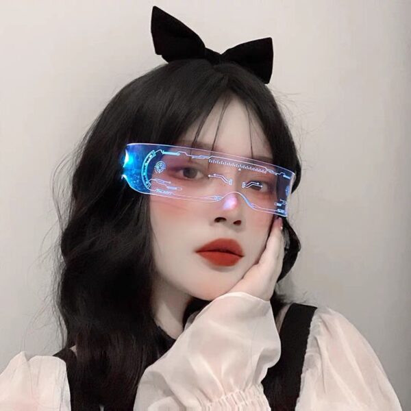 7 Color Decorative Cyberpunk Glasses Colorful Luminous Glasses LED Light Up Eyeglasses for Bar KTV Halloween Cyberpunk Party - Image 3
