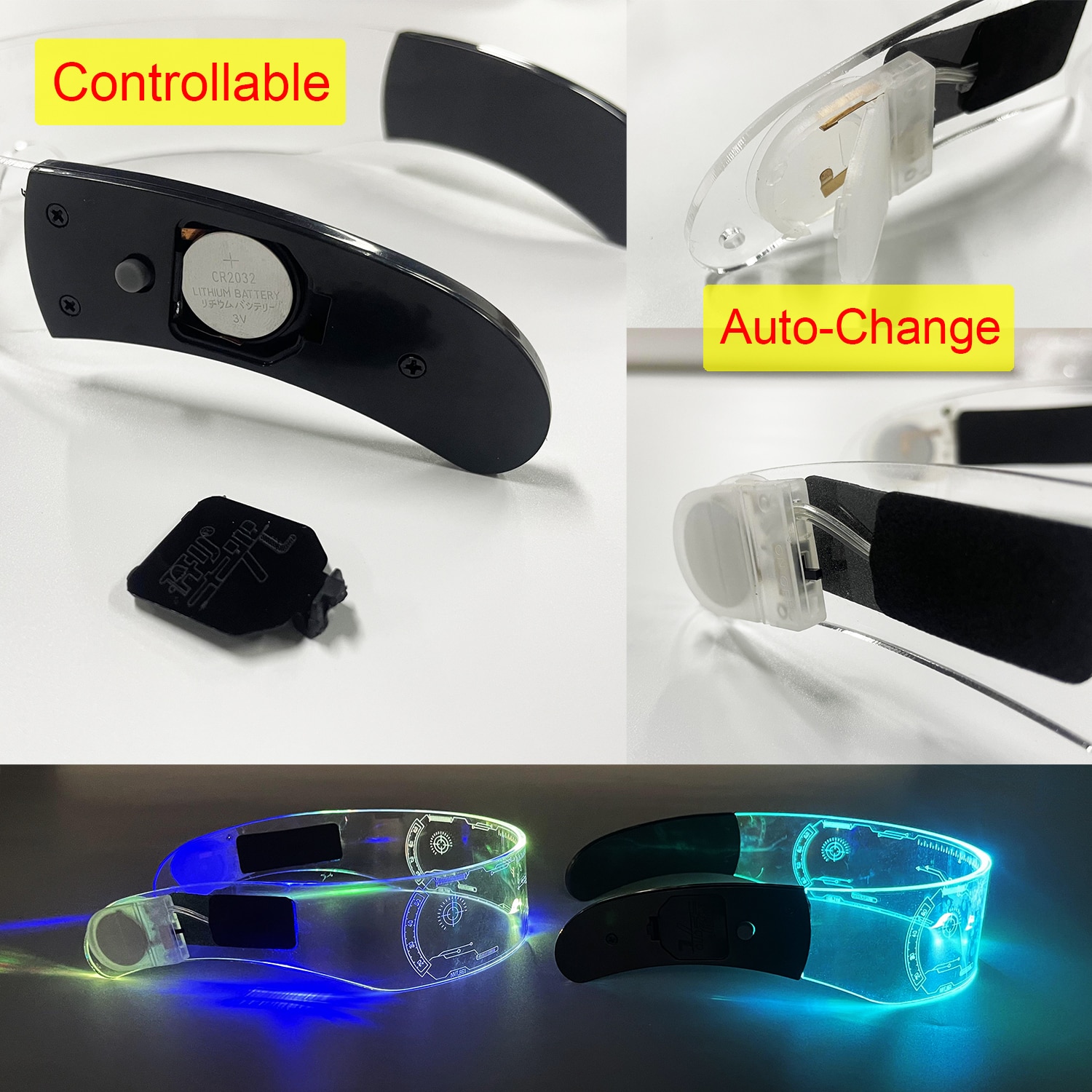 7 Color Decorative Cyberpunk Glasses Colorful Luminous Glasses LED Light Up Eyeglasses for Bar KTV Halloween Cyberpunk Party - Image 4