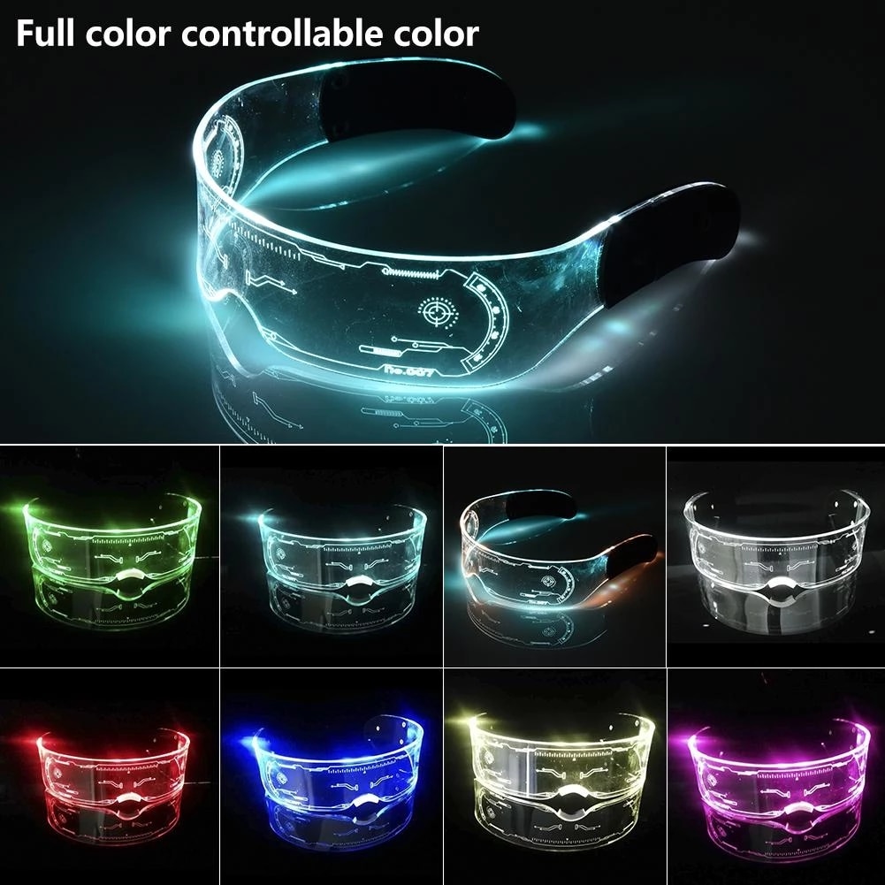 7 Color Decorative Cyberpunk Glasses Colorful Luminous Glasses LED Light Up Eyeglasses for Bar KTV Halloween Cyberpunk Party - Image 5