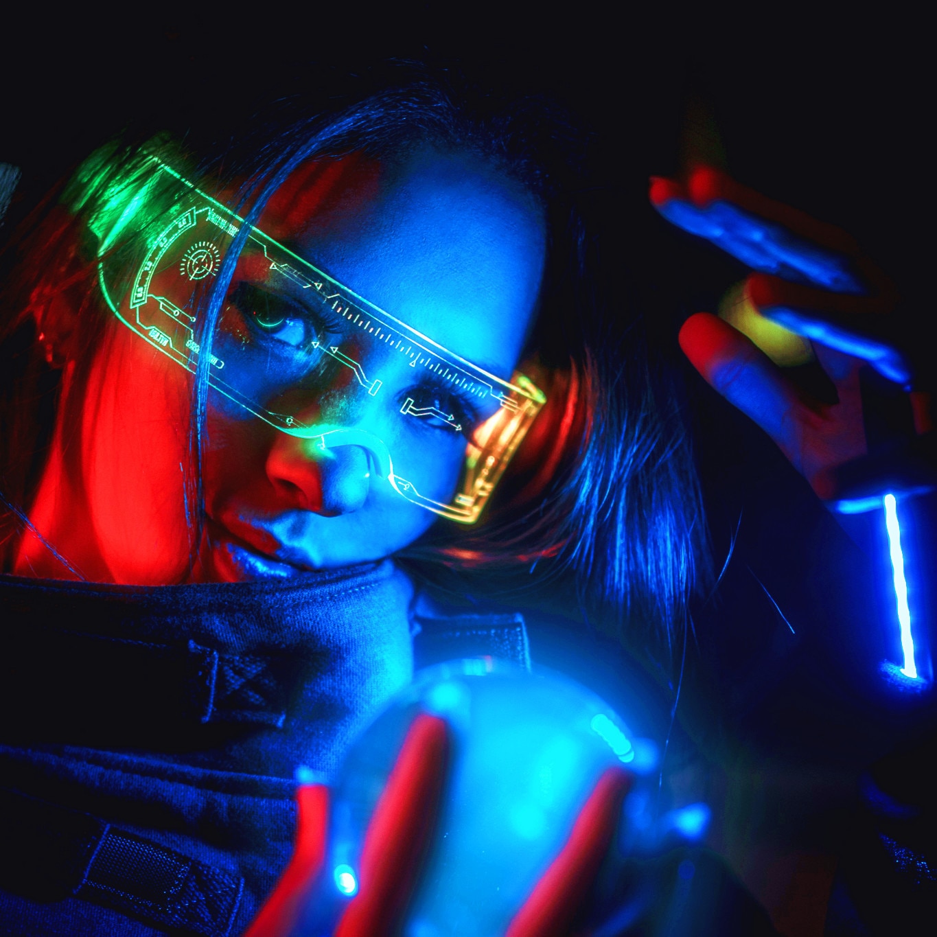 7 Color Decorative Cyberpunk Glasses Colorful Luminous Glasses LED Light Up Eyeglasses for Bar KTV Halloween Cyberpunk Party - Image 6