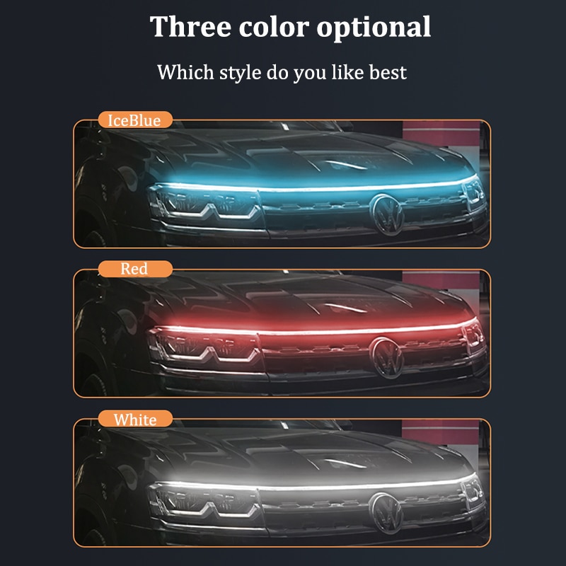 Dynamic Led Car Hood Lights Strip Universal Engine Hood Guide Decorative  Light Bar Auto Headlights Car Daytime Running Light – Unify Dropshipping