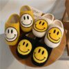 Women Men Fluffy Fur Slippers Smile Short Plush Warm Shoes Comfortable Couple Slides Autumn Winter Home Slippers Female Sandals - Image 2