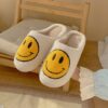 Women Men Fluffy Fur Slippers Smile Short Plush Warm Shoes Comfortable Couple Slides Autumn Winter Home Slippers Female Sandals - Image 4
