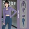 Yoga Suit Autumn and Winter Wear Nude Breathable Female Tight Peach Hip Fitness Hooded Quick-drying Long-sleeved - Image 2