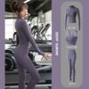 Yoga Suit Autumn and Winter Wear Nude Breathable Female Tight Peach Hip Fitness Hooded Quick-drying Long-sleeved - Image 4